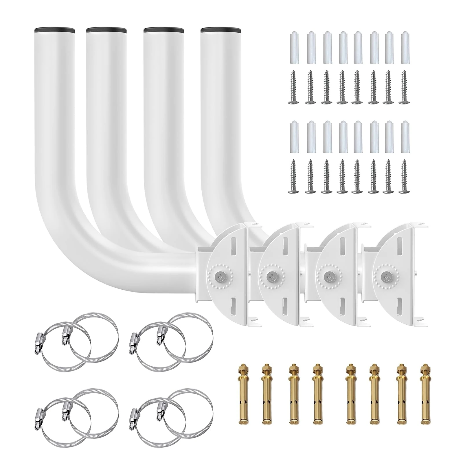 [4 Pack] Universal Wireless Bridge Bracket Mount, J-Pole Mounting Bracket, Pole and Wall-Mounted Mount for Outdoor Point-to-Point AP Access Point Client Bridge CPE with Loops and Screws