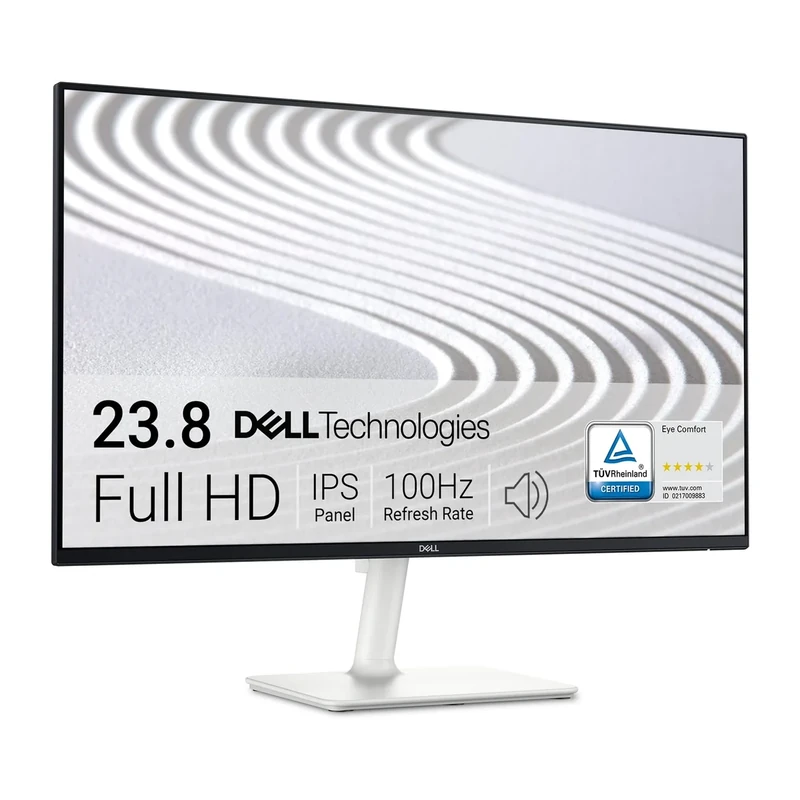Dell S2425H 24 Inch Full HD (1920x1080) Monitor, 100Hz, IPS, 4ms, 99% sRGB, Built-in Speakers, Ultrathin Bezel, 2x HDMI, 3 Year Warranty, White