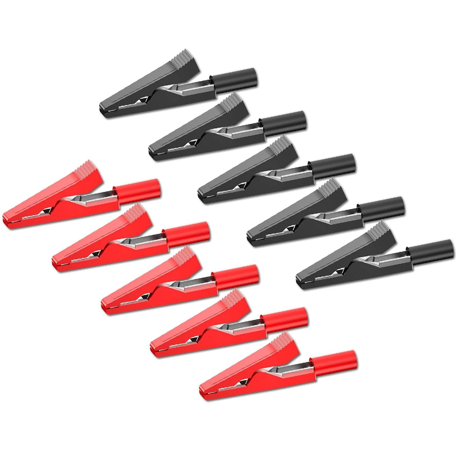 RUNCCI-YUN 10Pcs nsulated Safety Multimeter Test Leads Alligator Clips Electrical Mini Test Crocodile Clamp Clips with 2mm Banana Jack for 2mm Test Probe & 2mm Banana Plug Connectors Red and Black