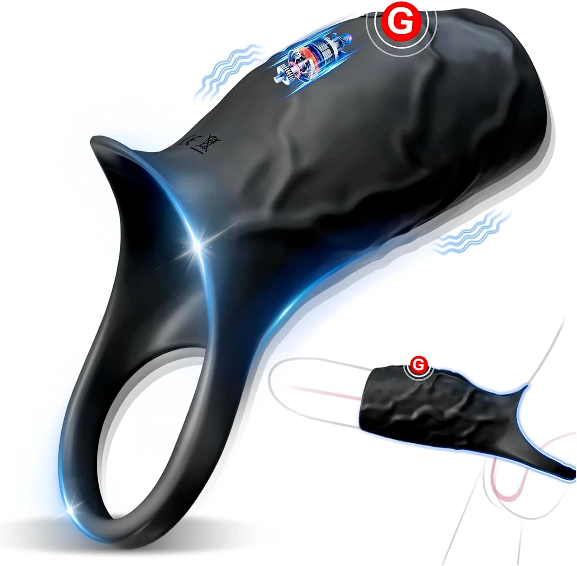 Vibrating Cock Ring Sex Toys for Men Couples, Sex Toy with 10 Modes Realistic Texture Adult Toys Erection Penis Ring for Testicles Stimulation Vibrator, Adult Sexy Toy Penis Extender Vibrators