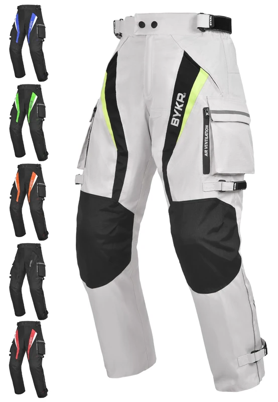 Motorcycle Pants for Men and Women Armored Cordura Overpants Enduro ATV Dual Sports Motocross Cargo Work Touring, Silver, 32W x 34L