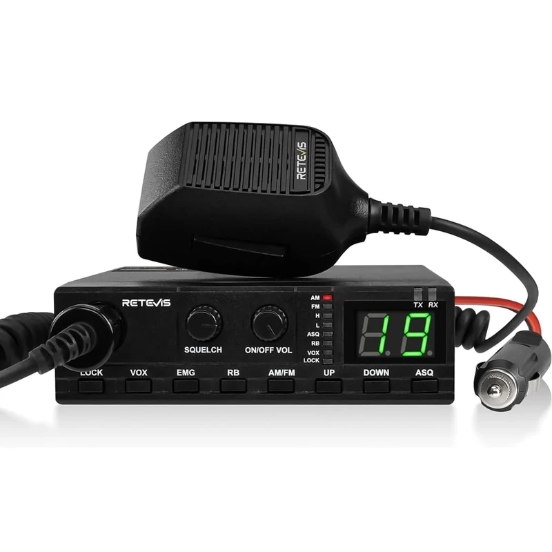 Retevis MB62 CB Radio, AM/FM CB UK, VOX,Strong Signal, ASQ/SQ for Clear Sound, Emergency Channel 9/19 with Wide Compatibility, Key Lock, Mini Radio for Truckers, Vans, Lorry (1Pcs)