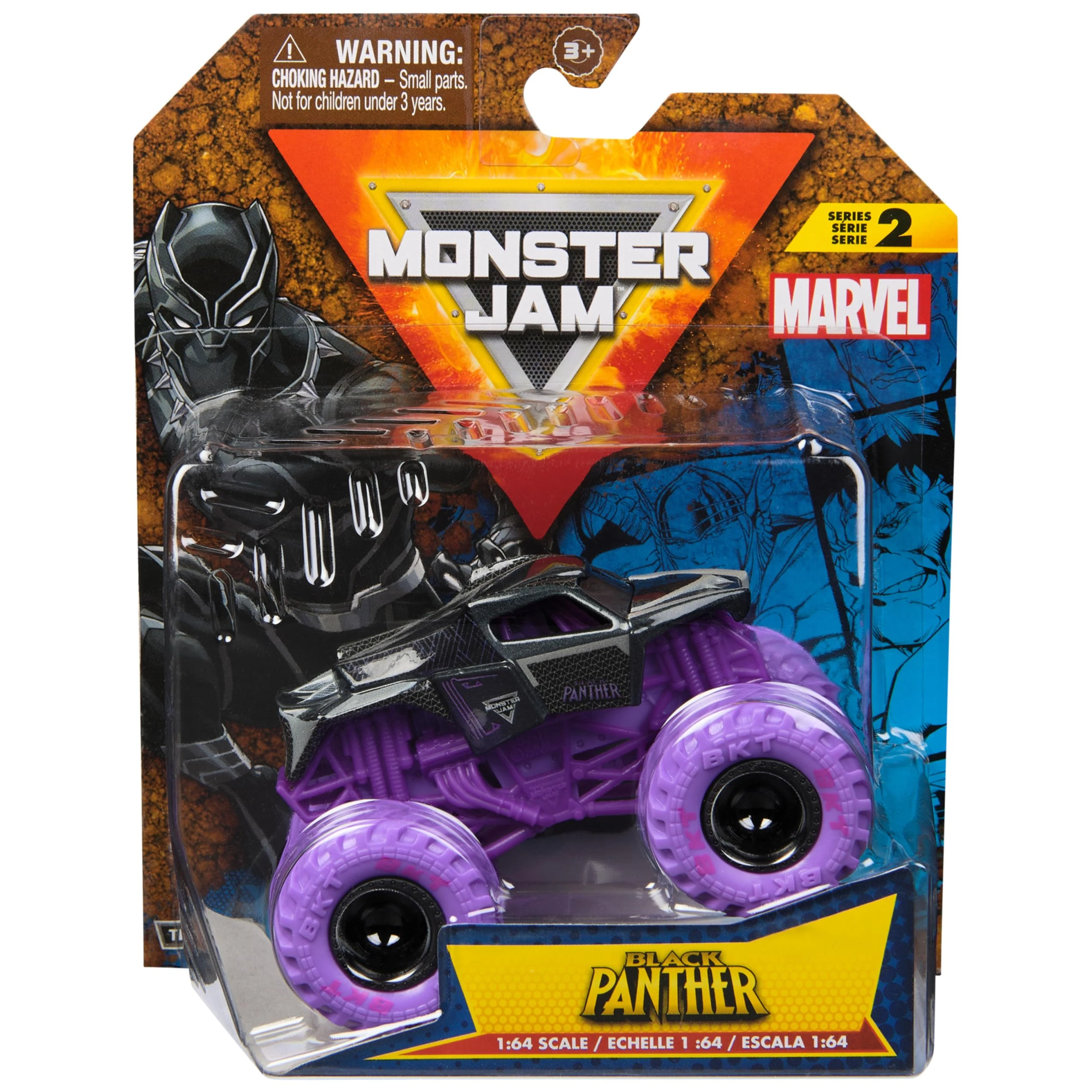 Monster Jam, Marvel Official Black Panther Monster Truck, Die-Cast Vehicle, 1:64 Scale, Super Hero Kids Toys for Boys Ages 3 and up