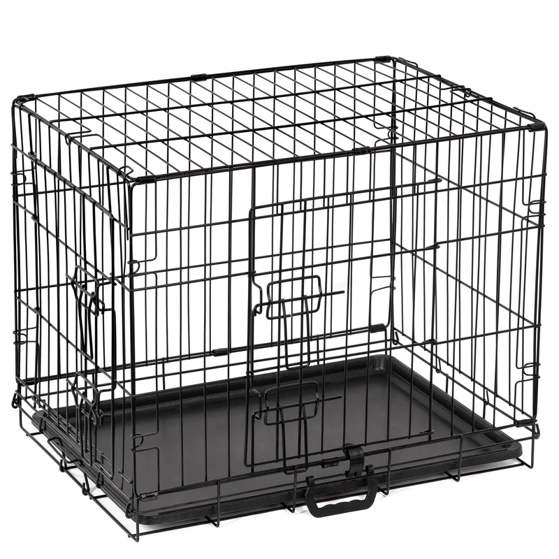 Dog Crate Small Size Dog Puppy Pet Cage with 2 Doors (Front & Side), Dog Crate with Removal Tray,Folding Metal Pet Dog Training Cage Crate for Dogs (Small 24")