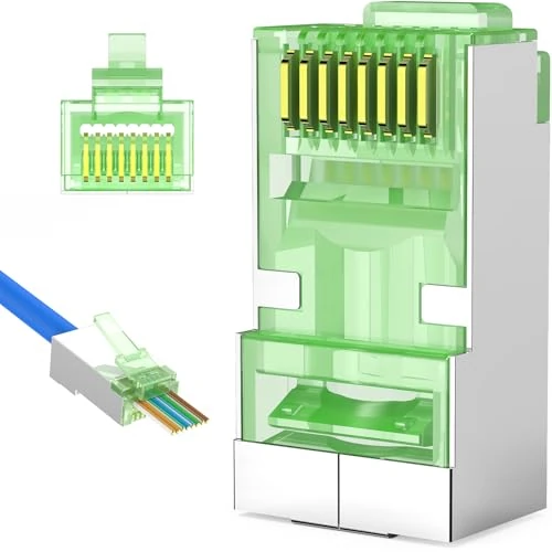 Solsop CAT6 RJ45 Pass Through Connectors - 100 Pack, Ethernet Cable Crimp Connectors, Network Unshielded RJ45 Plugs