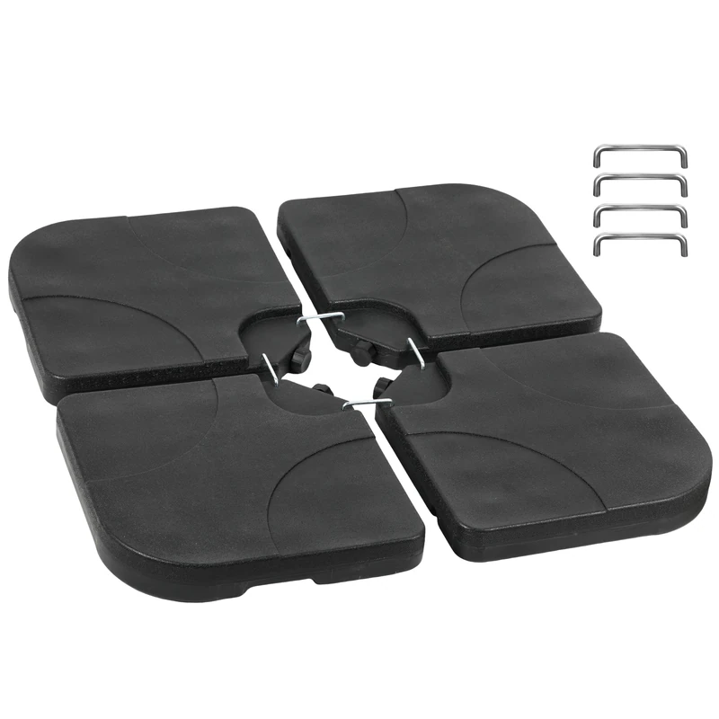 Simple Deluxe 4pcs 176lb Capacity Cantilever Offset Patio Umbrella Base Plate with U Locking for Water or Sand, Black-Cross - Image 1