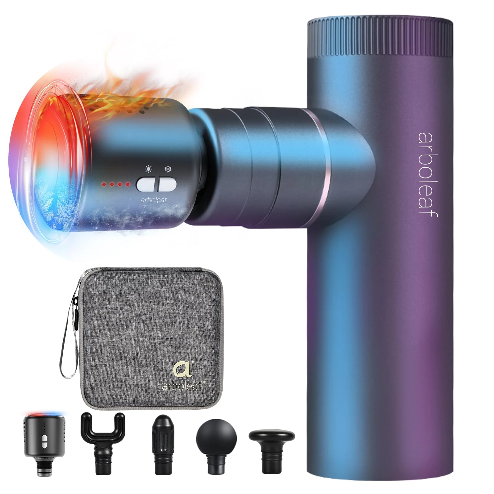 Massage Gun with Heat and Cold, arboleaf Mini Massage Gun Deep Tissue Heat Muscle Massage Guns, Full-Metal Powerful Massager Gun with Case for Home Office Workout Muscle Pain Relief