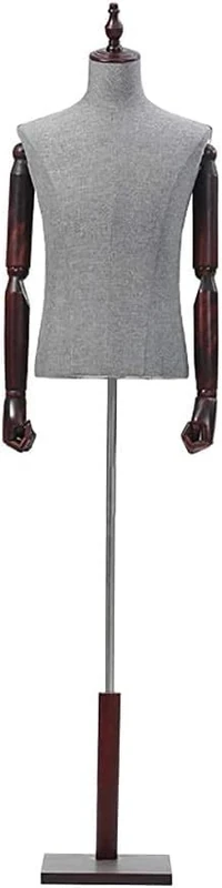 CUTPOIY Torso Mannequin Stand, Male Mannequin Half Body Mannequin Torso, Male Dress Form Torso with Sturdy Wood Base, Great Option for Selling Your Clot