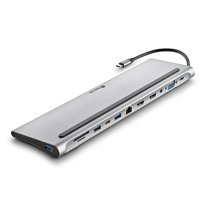 NGS Wonder Dock 12 USB 3.0 Type-C Hub, 12-in-1 Multiport Hub, Fast Charging Power Delivery, HDMI, VGA, RJ45, SD/TF, Wide Compatibility (Laptops, MacBooks, Mobiles), Compact