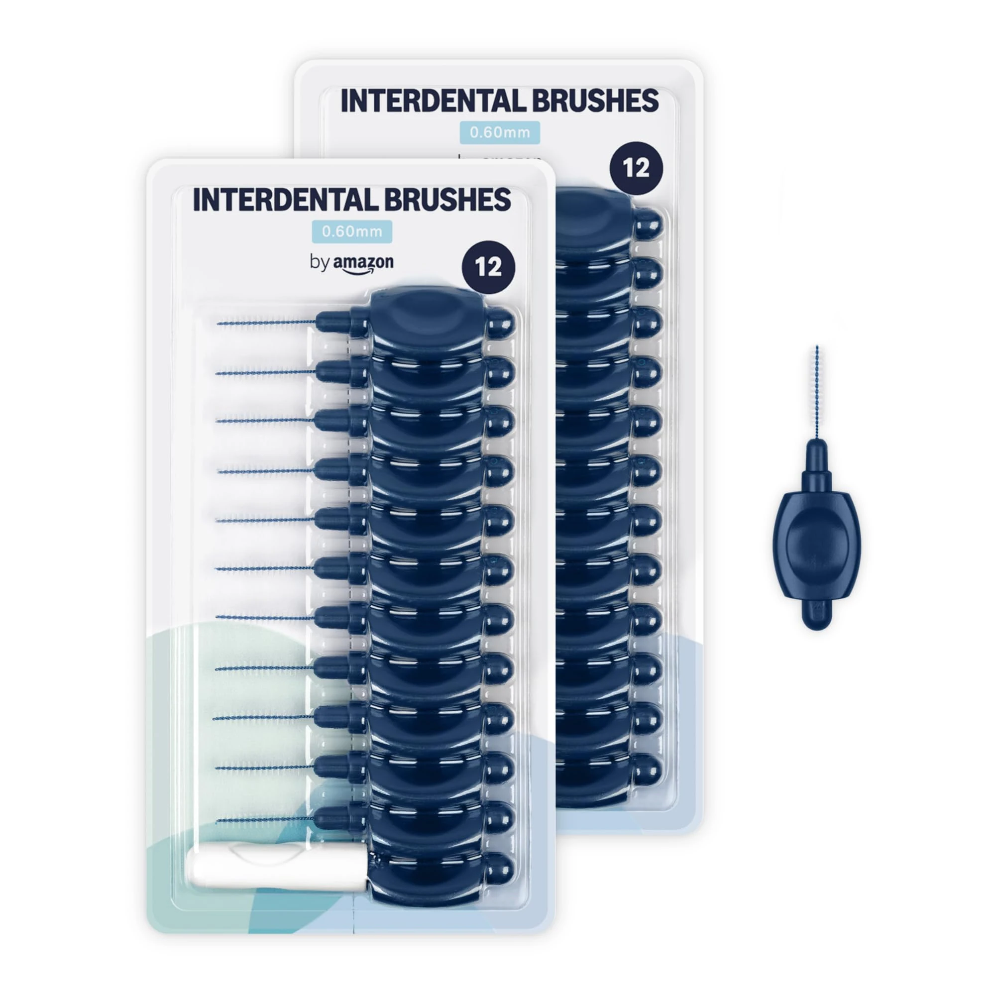 By Amazon Interdental Brush 0.60 mm 24pcs – 2 Packs of 12pcs, Dark Blue