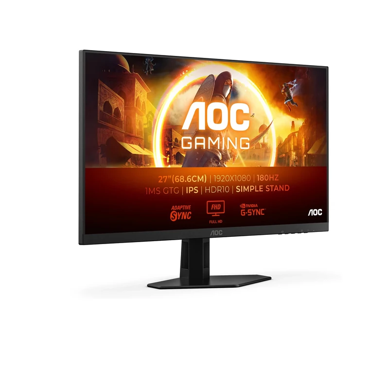 AOC Gaming 27G4XED - 27 inch FHD monitor, 180 Hz, 1 ms, FreeSync Prem., G-Sync comp., HDR10 (1920x1080, HDMI 2.0, DisplayPort 1.4) black