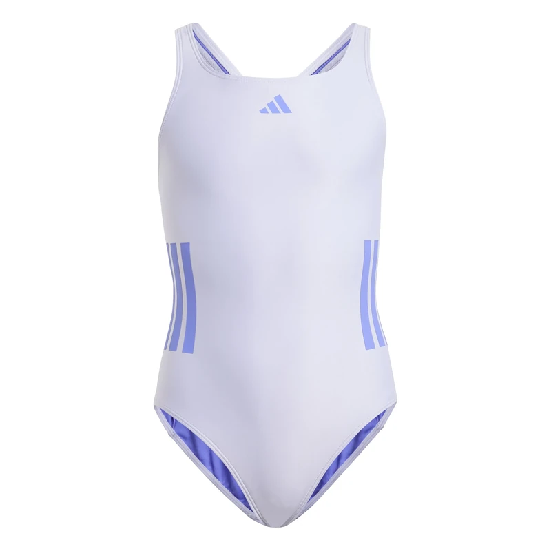 adidas Girl's 3-Stripes C-Back Swimsuit, Violet Tone/Cobalt Blue, 11-12 Years
