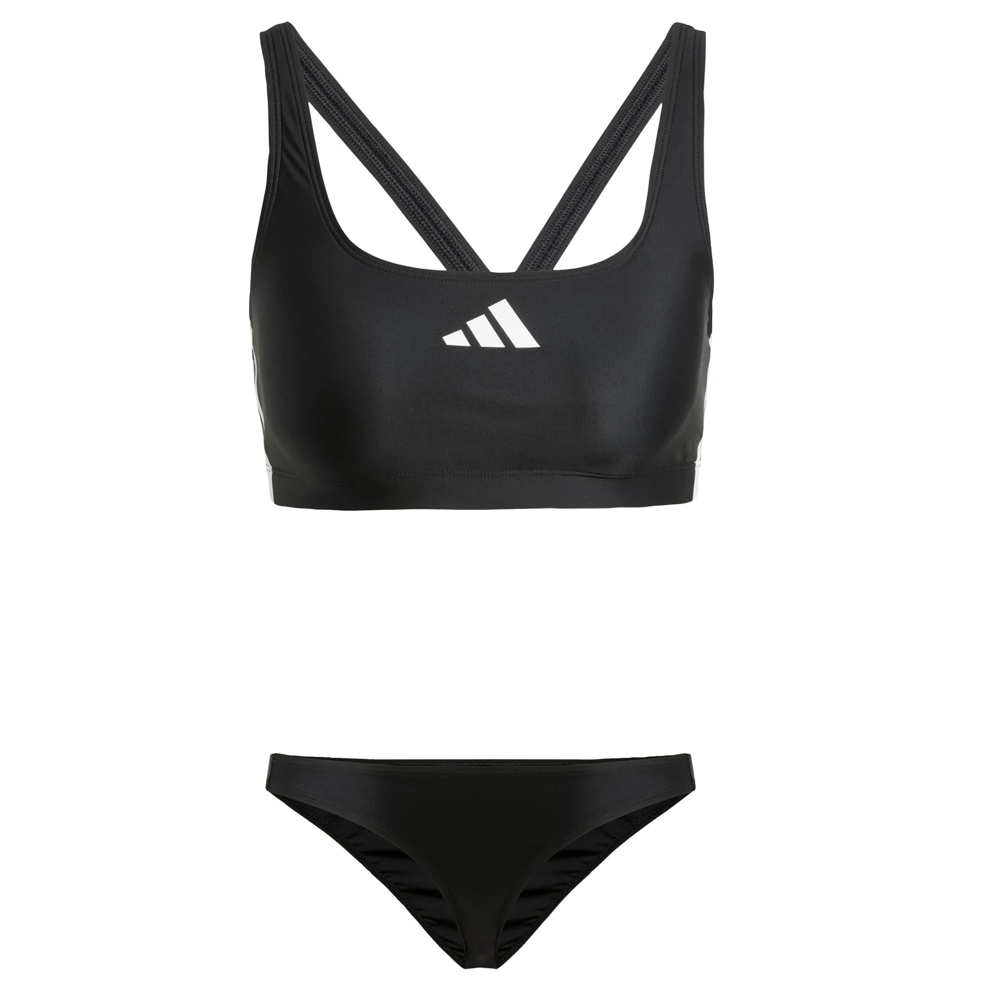 adidas 3-Stripes V-Back Bikini, Recycled Nylon, Black