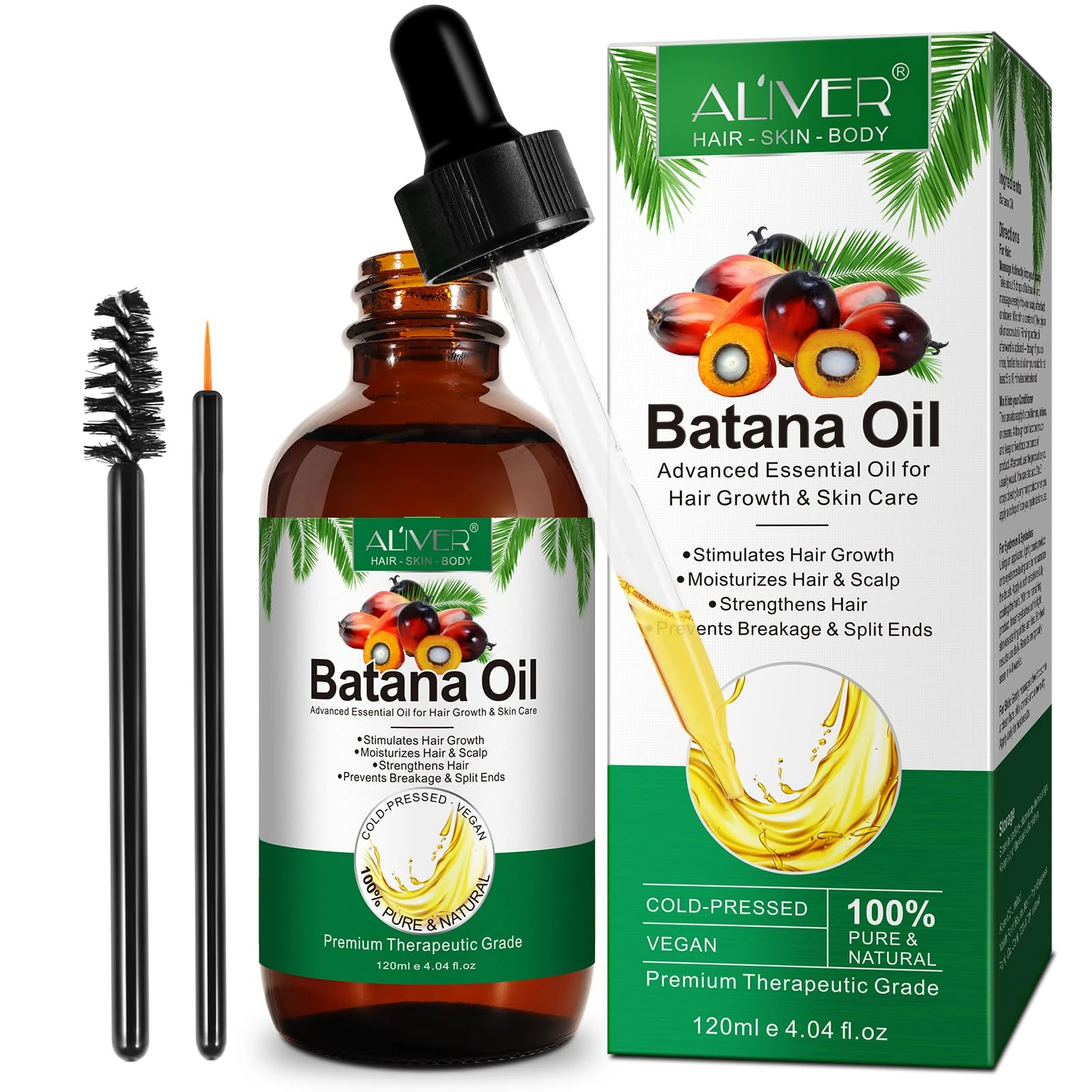 120ML Batana Oil for Hair Growth,100% Pure & Natural Batana Oil for Healthier Thicker Fuller Hair,Repairs Damaged Hair & Skin For Men & Women