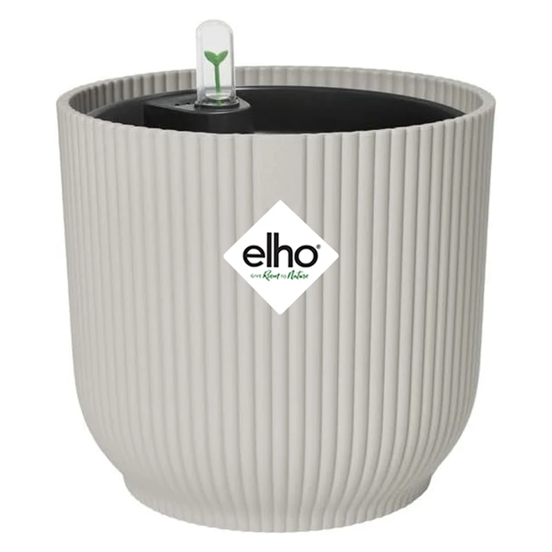 elho Vibes Fold Round Flower Pot with Self Watering Insert - 100% Recycled Plastic - Plant Pots Indoor - Ø 18 cm - White/Silky White