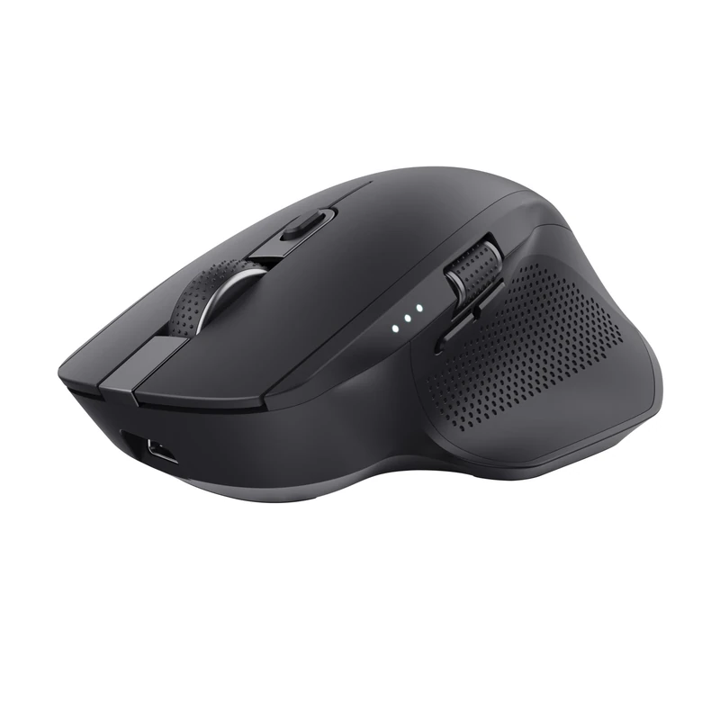 Trust Ozaa+ Multidevice Wireless Mouse Bluetooth + 2.4GHz, Programmable Silent Mouse, Side Scroll Wheel, 60% Recycled Plastics, Rechargeable Bluetooth Mouse for Laptop PC Computer Mac - Black