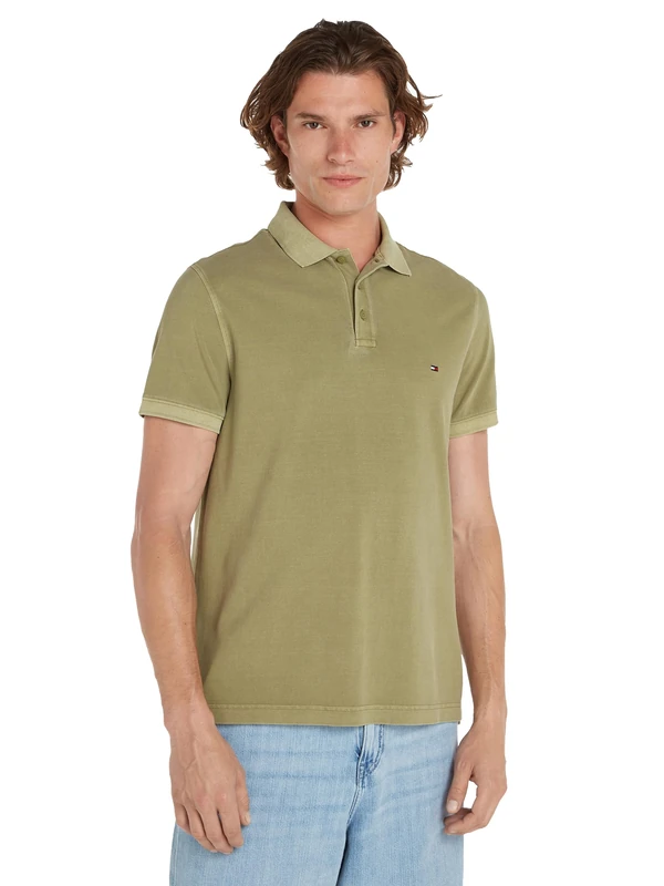 Tommy Hilfiger Men's Garment Dye Reg Polo Mw0mw34757 S/S Polo, Green (Faded Olive), XL