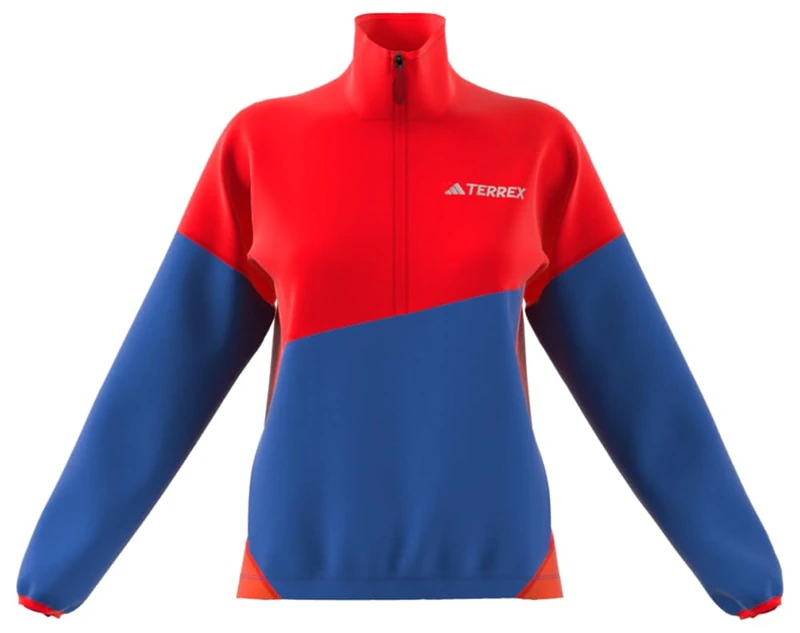 adidas Women's Terrex Multi CLIMAWARM Fleece Anorak, pure ruby/semi cobalt blue/semi impact orange, M