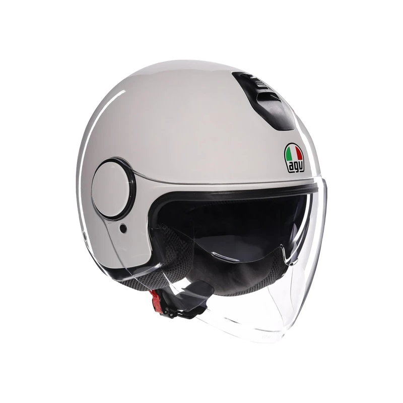 AGV - ETERES E2206, Jet Unisex Motorcycle Helmet, Open Face Motorbike Helmet with Antitheft Ring, Anti-Scratch and Anti-UV Visor, Instant Sweat Absorption Technology, Materia White, M