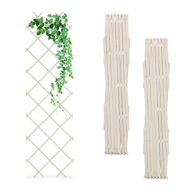 Relaxdays 3x Garden Trellis, Climbing Plants Support, Balcony & Terrace, Extendable, Wooden Wall Frame, 180x60cm, White, Wood, 180 x 60 x 1.5 cm