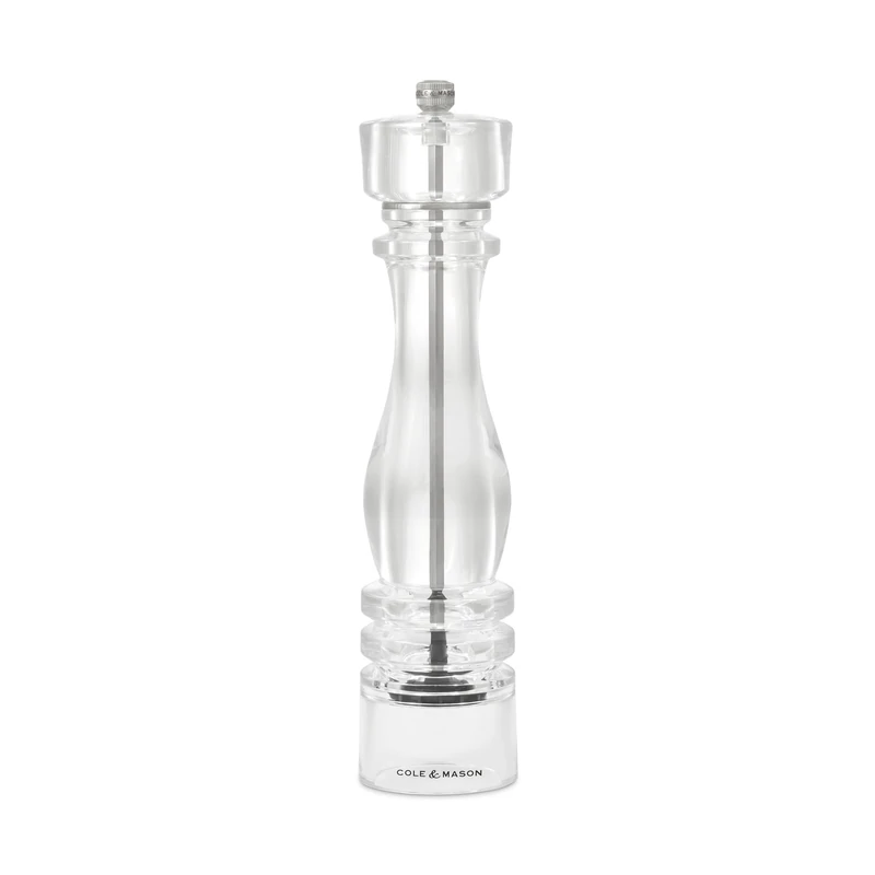 Cole & Mason London Acrylic Pepper Mill, 30cm Pepper Grinder with Adjustable Grind Precision+ Carbon Mechanism, Seasoning Mill, Lifetime Mechanism Guarantee
