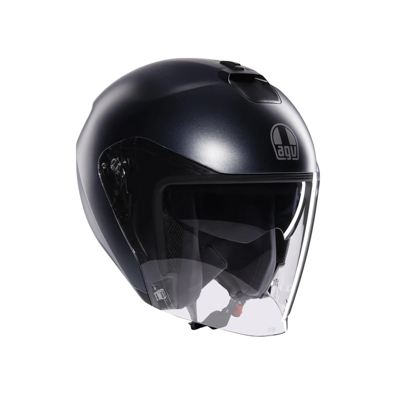 AGV - IRIDES E2206, Motorbike Open Face Helmet, Motorcycle Jet Helmet Unisex with Anti-Scratch and UV-Protective Visor, Matt Ardesia Grey, XS