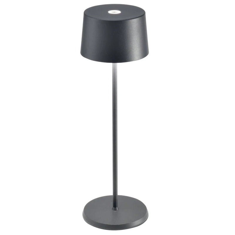Zafferano, Olivia Pro Lamp, Portable and Rechargeable Table Lamp with Touch Control, Suitable for Living Room and Outdoor, Dimmer 2200-3000K, Height 35cm, Dark Grey
