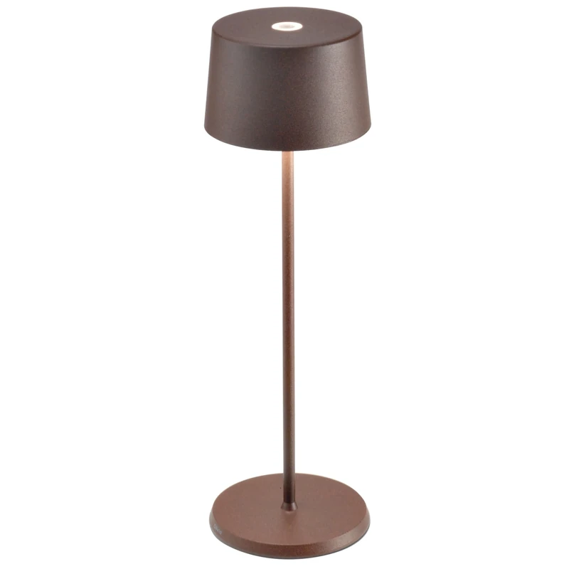 Zafferano, Olivia Pro Lamp, Portable and Rechargeable Table Lamp with Touch Control, Suitable for Living Room and Outdoor, Dimmer 2200-3000K, Height 35cm, Corten Colour