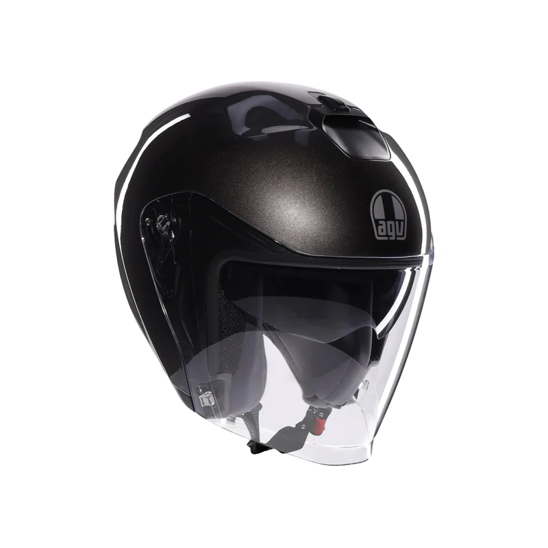 AGV - IRIDES E2206, Motorbike Open Face Helmet, Motorcycle Jet Helmet Unisex with Anti-Scratch and UV-Protective Visor, Asfalto Grey, S
