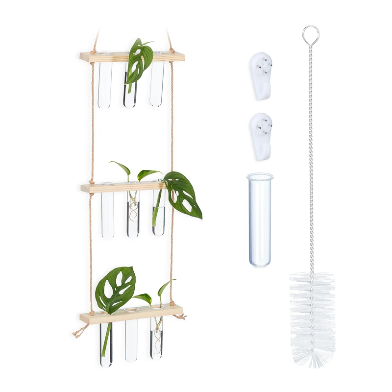 Relaxdays Plant Propagation Station - Hanging Glass Vases
