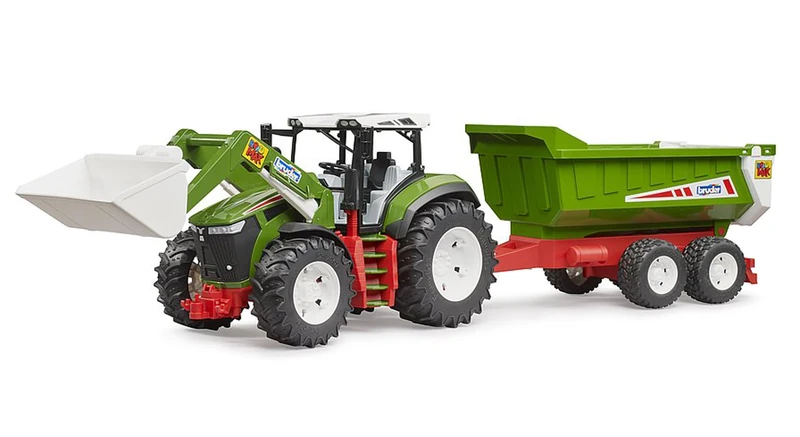 Bruder Roadmax Tractor Toy with Front Loader & Tipping Trailer – 1:16 Scale Durable Farm Vehicle Playset for Kids Ages 3+, Realistic Construction & Farming Roleplay