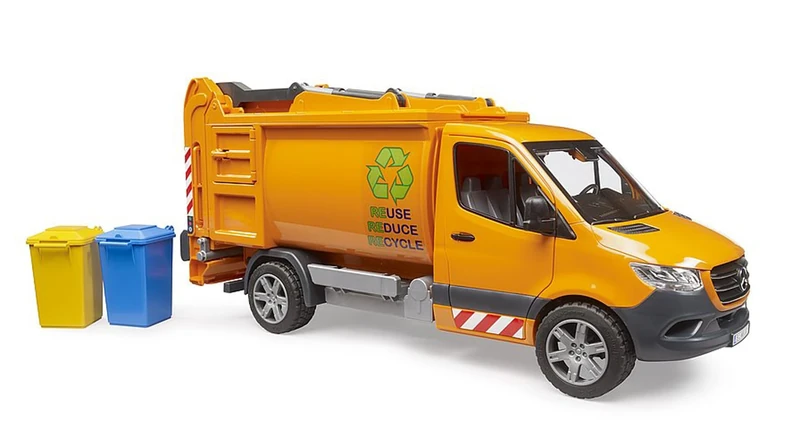 Bruder 02682 Mercedes-Benz Sprinter Garbage Truck with Garbage Cans – 1:16 Scale, Compatible with Bruder Figures & Accessories, Ages 4+