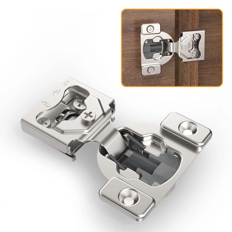 Chibery 20 Pack 1/2" 4D Concealed Hinges for Face Frame Door, Soft Close On/Off Switch, Self Closing, 105° Open Angle Concealed Stainless Steel Hinges for Framed Cabinet, Satin Nickel
