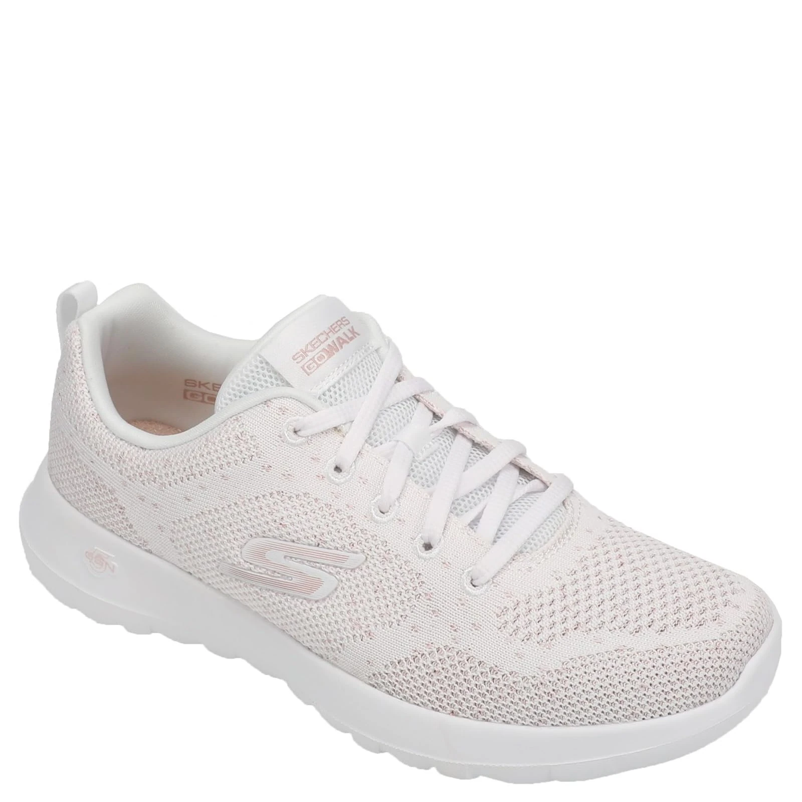Skechers Women's Go Walk Joy Violet Sneaker, White/Rose Gold, 9