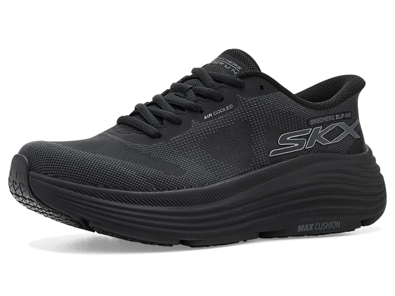 Skechers Women's Max Cushioning Endeavour Hallandale Hands Free Slip-ins Sneaker, Black/White, 10
