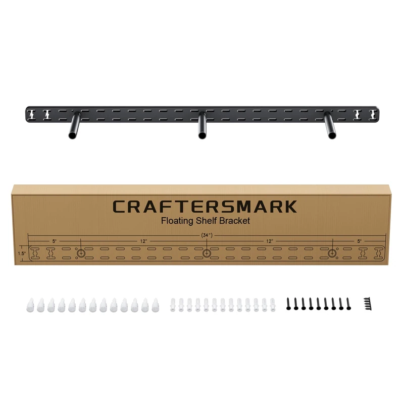 Craftersmark 1pc Floating Shelf Hardware Heavy Duty Hidden Shelf Brackets Support,Wall Mounting Invisible Floating Shelves Bracket Without Jig (34" x 4" x 1.5" Without Tools)