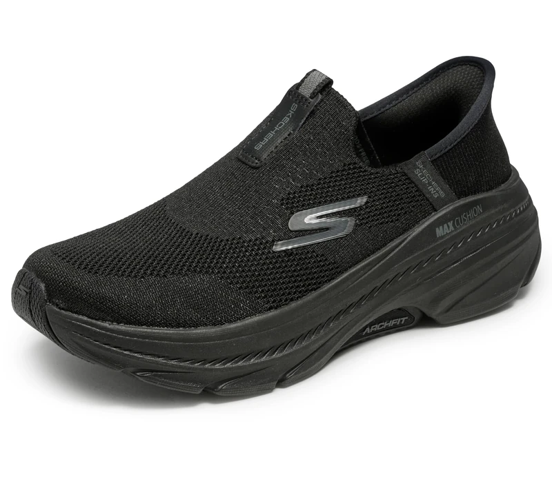 Skechers Women's Max Cushioning Arch Fit 2.0 Cambridge Slip-On Sneakers, Black Textile/Trim, 7 UK