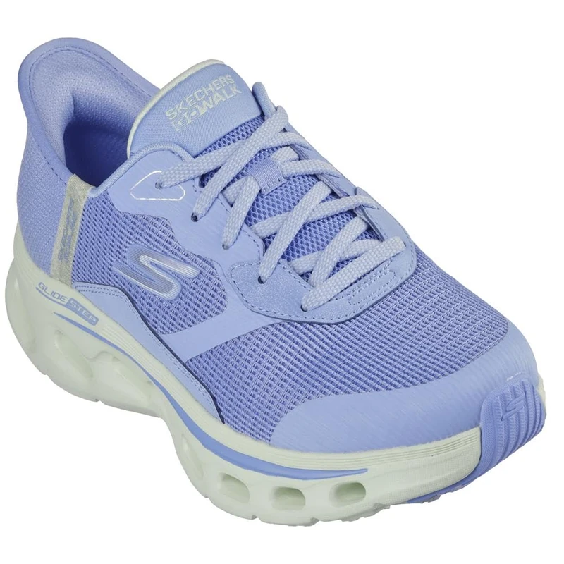 Skechers Women's Go Walk Glide Step 2.0 Belah Hands Free Slip-ins Sneaker, Blue/Lime, 7