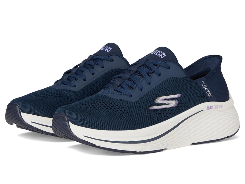 Skechers Women's Max Cushioning Elite 2.0 Vanish Hands Free Slip-ins Sneaker, Navy/Lavender, 5.5 UK Wide