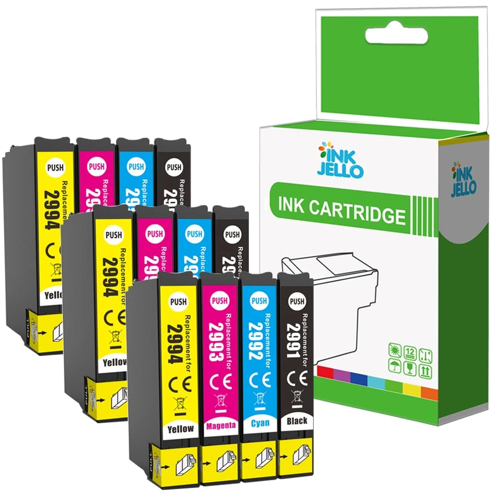 InkJello Ink Cartridge for Printer, Compatible with Epson XP-235 XP-245 XP-247 XP-255 XP-257 XP-332 XP-335 XP-342 XP-345 XP-352 XP-355 XP-432 XP-435 XP-442 XP-445 Black Cyan Magenta Yellow(12 Pack)