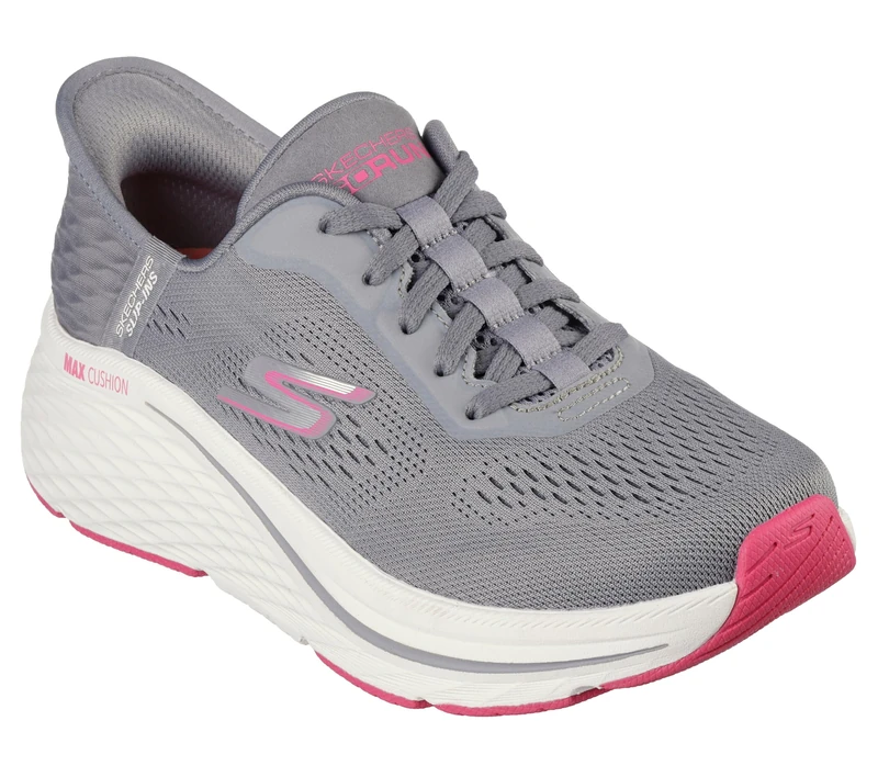 Skechers Women's Max Cushioning Elite 2.0 Vanish Hands Free Slip-ins Sneaker, Charcoal Pink, 7 UK