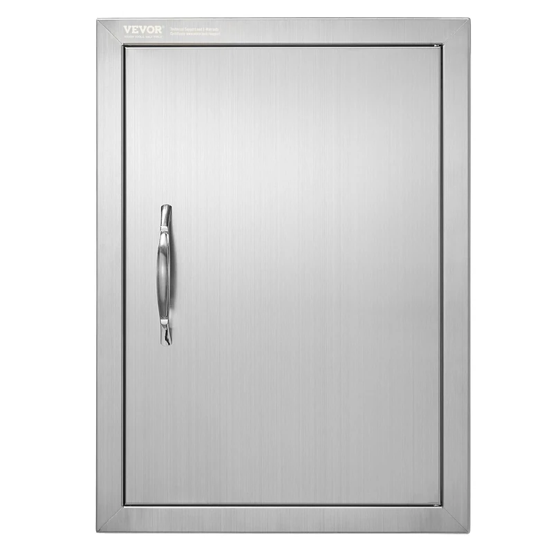 VEVOR 16W x 22H Inch Single Outdoor Kitchen Door, Stainless Steel Flush Mount Vertical Door with Handle, for BBQ Island, Grilling Station, Outside Cabinet