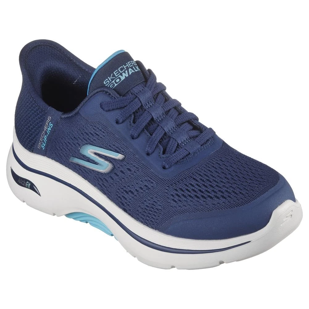 Skechers women's Go Walk Arch Fit 2.0 Valencia Hands Free Slip-ins Sneaker, Navy/Aqua, 10 UK
