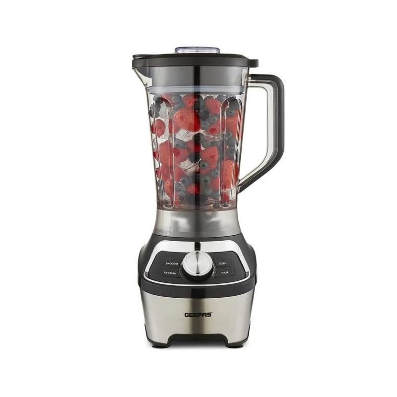 GEEPAS 1200W Electric Jug Blender Smoothie Maker | 1.8L BPA-Free Tritan Jar | Ice Crusher, Pulse, Clean Functions | Food Mixer for Milkshake, Juice 1200W, Silver/Black