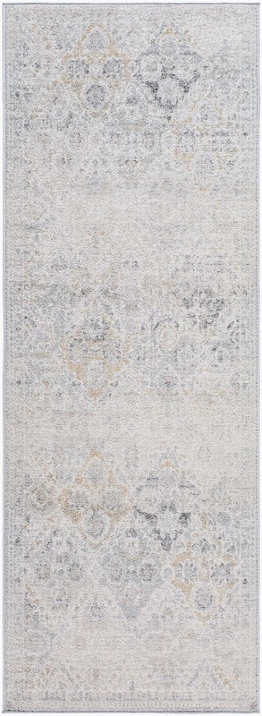 Livabliss Sicily Vintage Rug Runner for Hallway & Living Room 80x220 cm, Scandi Neutral Boho Design, Traditional Pattern, Easy Care Pile, Grey Amber Beige Floor Covering