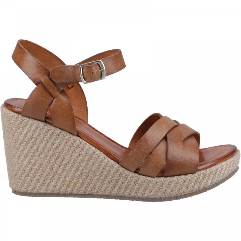 Hush Puppies Female Phoebe Wedge Sandal, Tan, 7