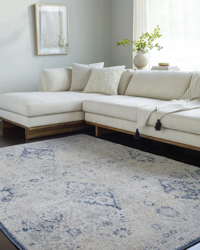 Livabliss Sicily Vintage Rug - Runner Rugs Living Room 80x220 cm, Hallway, Kitchen Area - Traditional Multicoloured Boho Rug, Easy Care - Bohemian Large Rug, Navy, Grey, Cream, Amber Rug