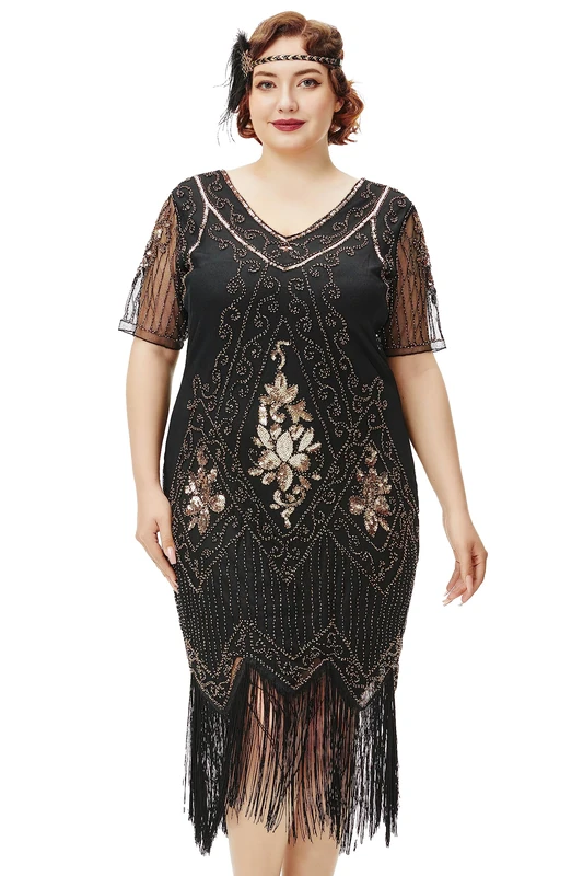 BABEYOND Great Gatsby Dresses for Women Plus Size Cocktail Dress 1920s Flapper Costume for Women - Image 1