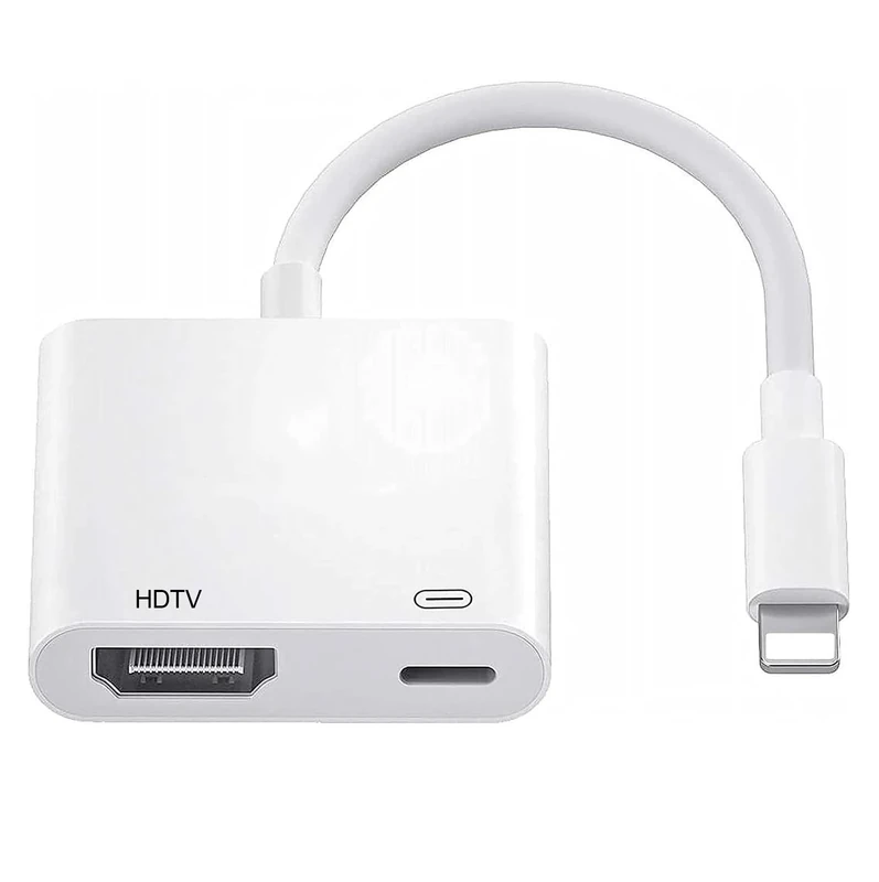 Denlane HDMI Adapter for iPhone 1080P HDMI Adapter for iPad to TV Sync Screen Video & Audio Digital AV Converter with Charging for iPhone, iPad, iPod on HDTV/Projector/Monitor, Plug & Play