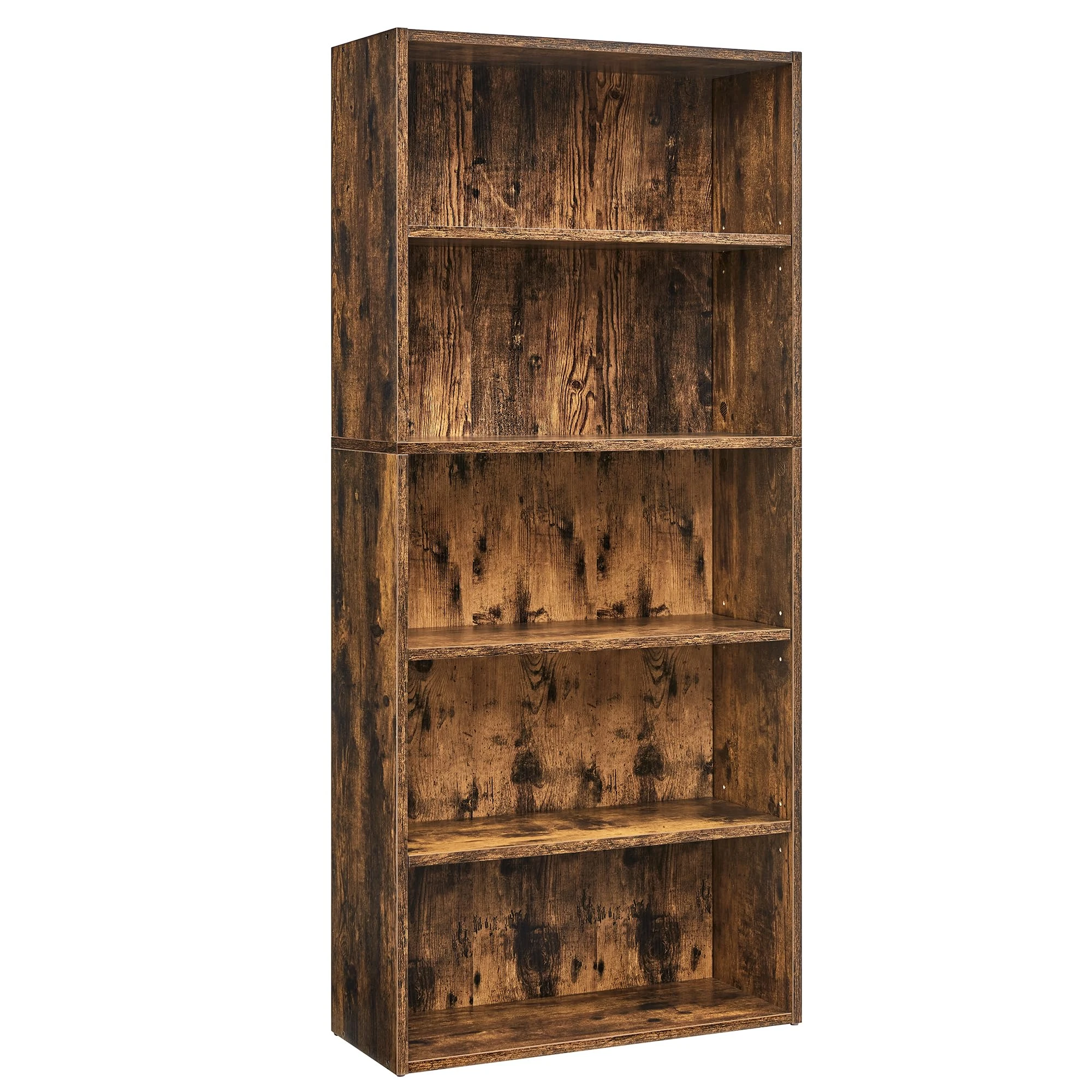 VASAGLE Bookshelf, 5-Tier Bookcase, Storage Shelving Unit, Display Shelf with Open Compartments, Adjustable Storage Shelves, for Living Room, Home Office, Bedroom, Rustic Brown LBC165X01